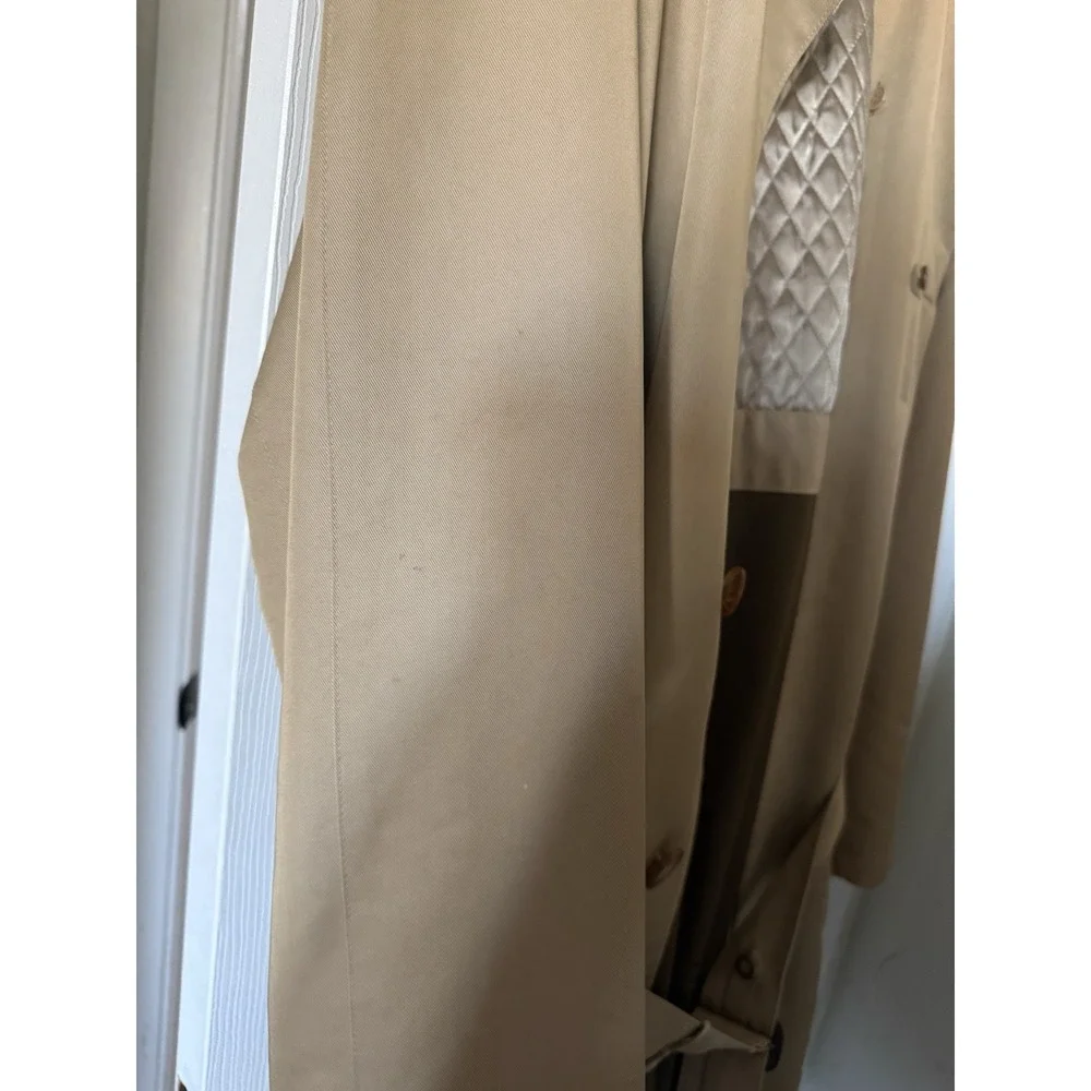 Mens Sanyo Khaki Belt Trench Coat Size R40 Wool Liner Minimalist Luxury - Picture 8 of 9